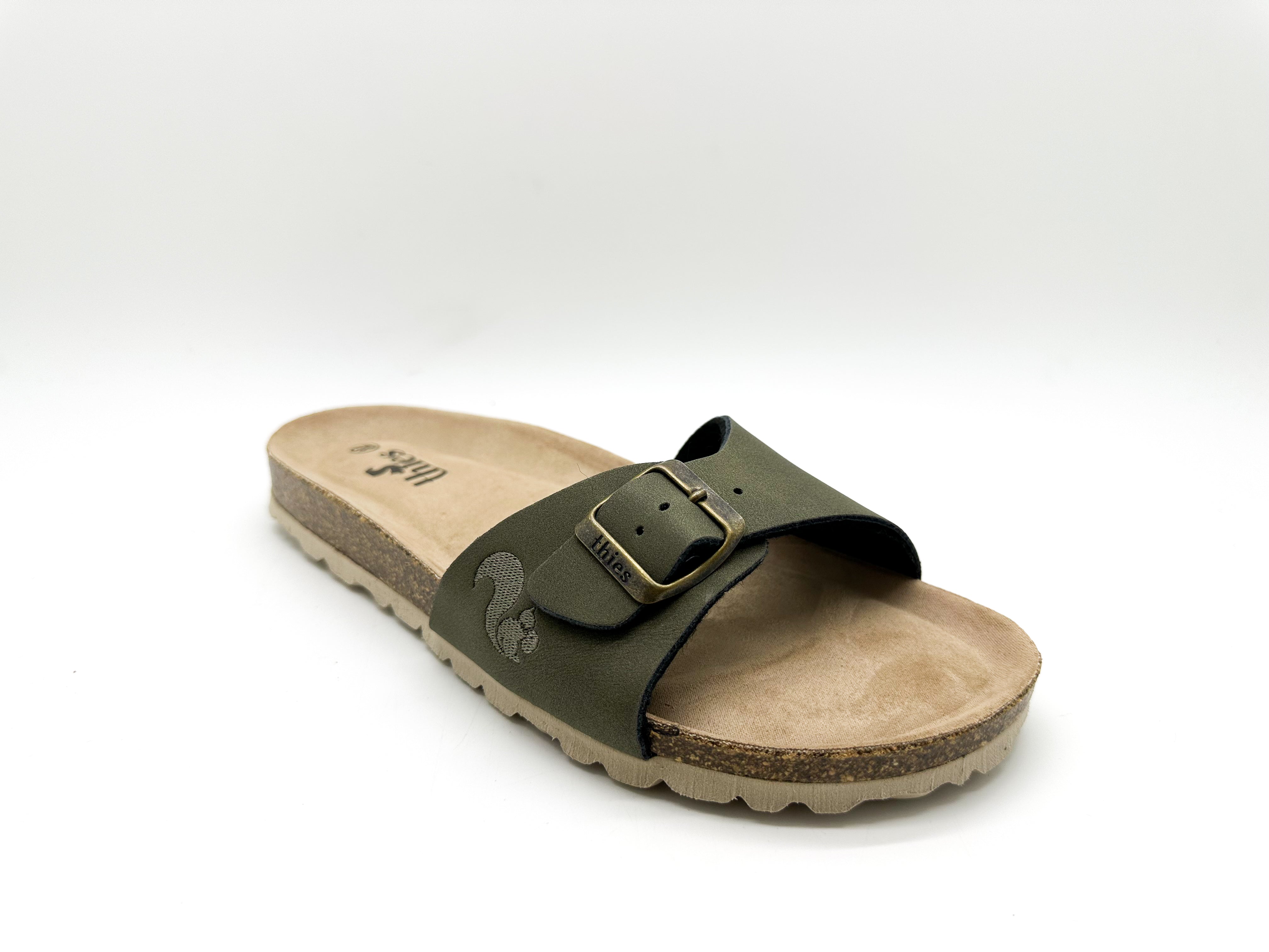 thies womens vegan Sandals Eco Bio Strap Seaweed Green