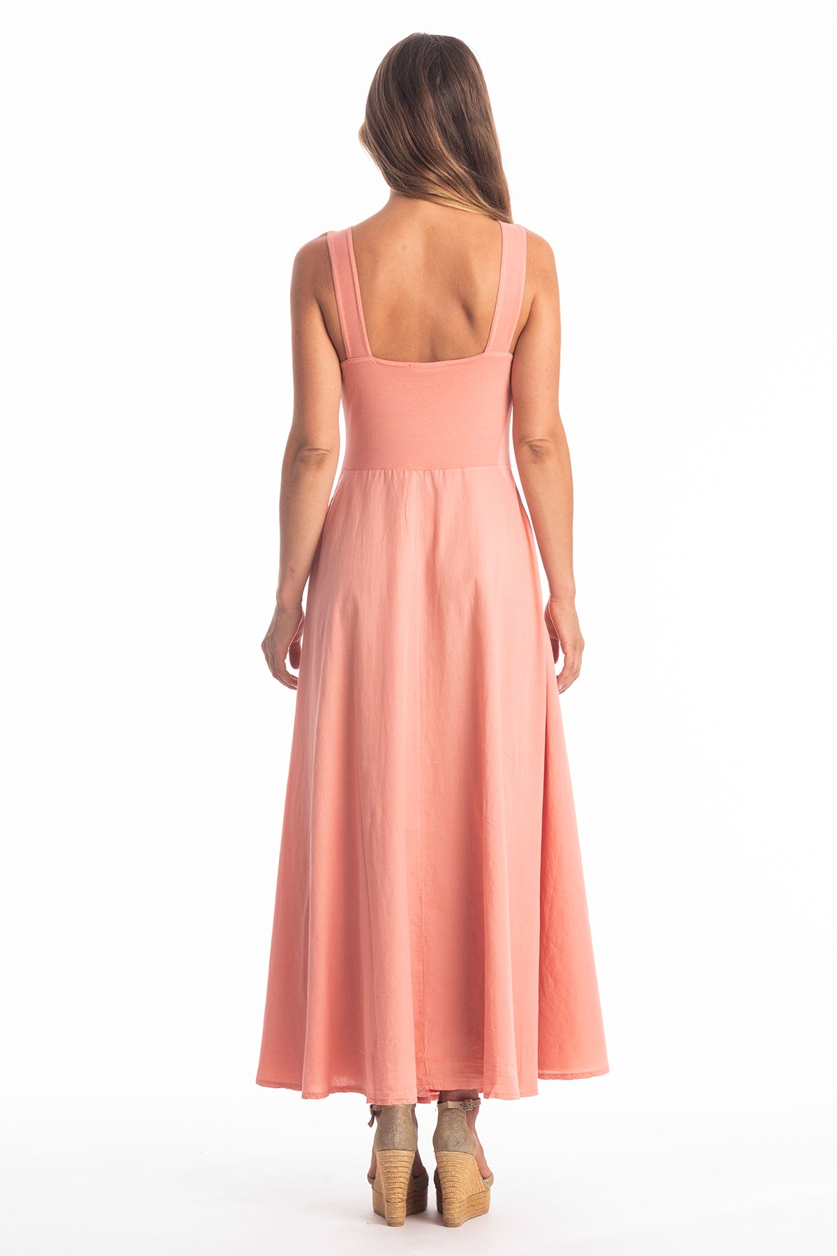 100861 - Damen vegan Kleid Madonna Koralle Lehm Pfirsich