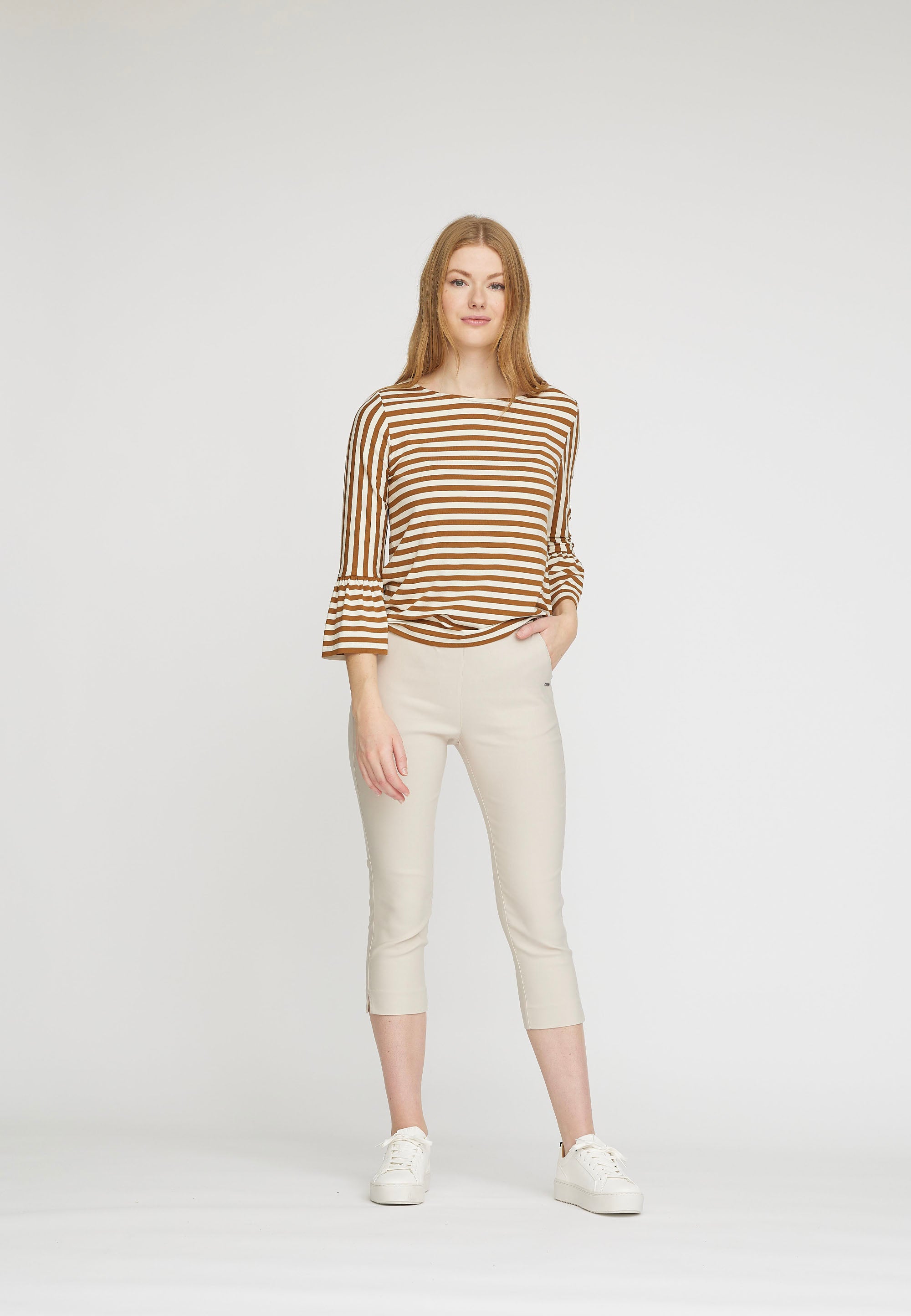 LAURIE womens vegan Pants Elizabeth Slim Capri Ml Grey Sand