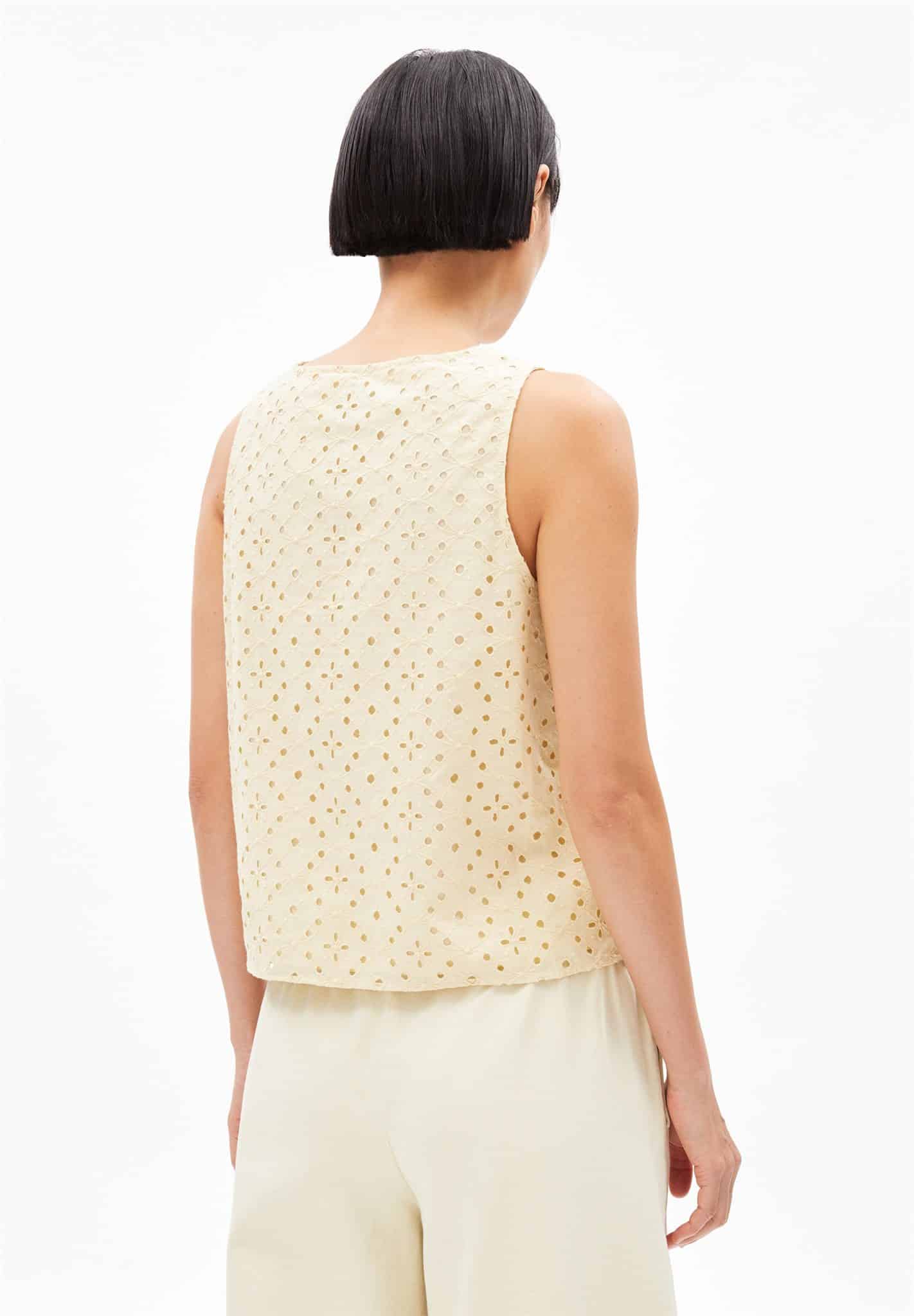 ARMEDANGELS womens vegan Top Yalineaa Embroidery Yellow