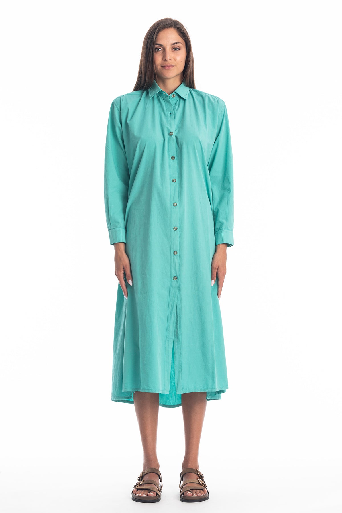 RAVENS VIEW IBIZA Damen vegan Hemdkleid Safari TÃ¼rkis
