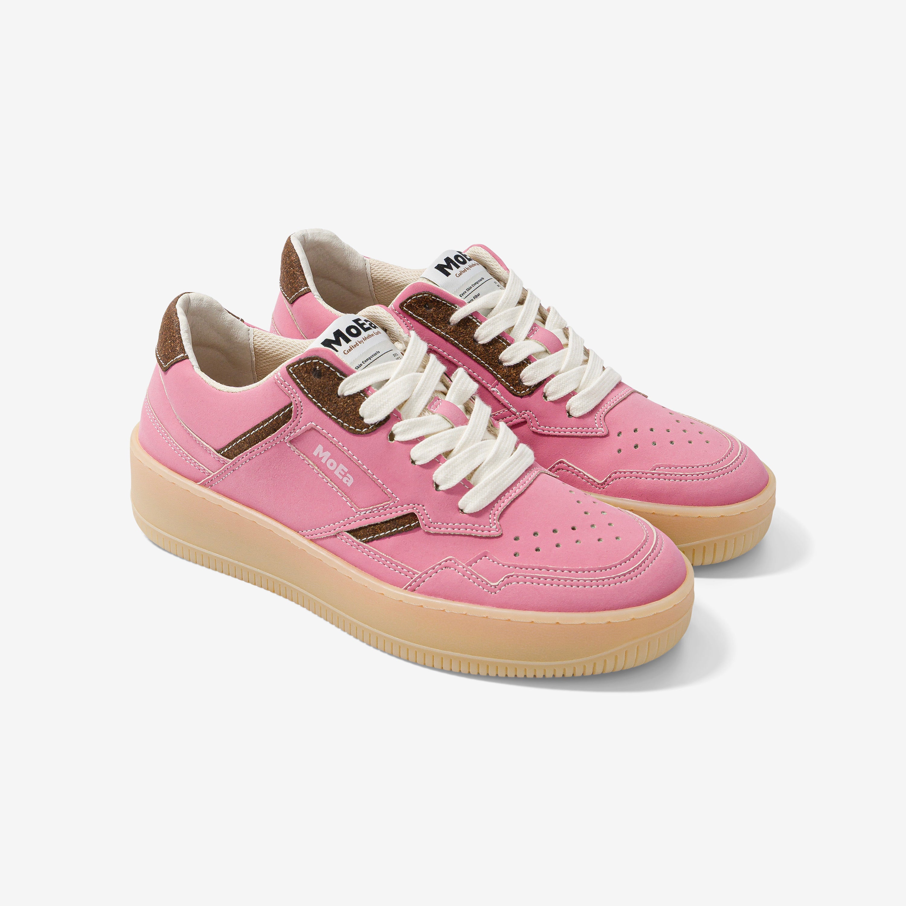 MoEa men vegan Sneakers Gen1 Vegan Suede Coconut Pink & Brown