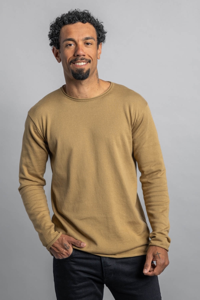 100939 - Herren vegan Gestricktes Longsleeve Sepia