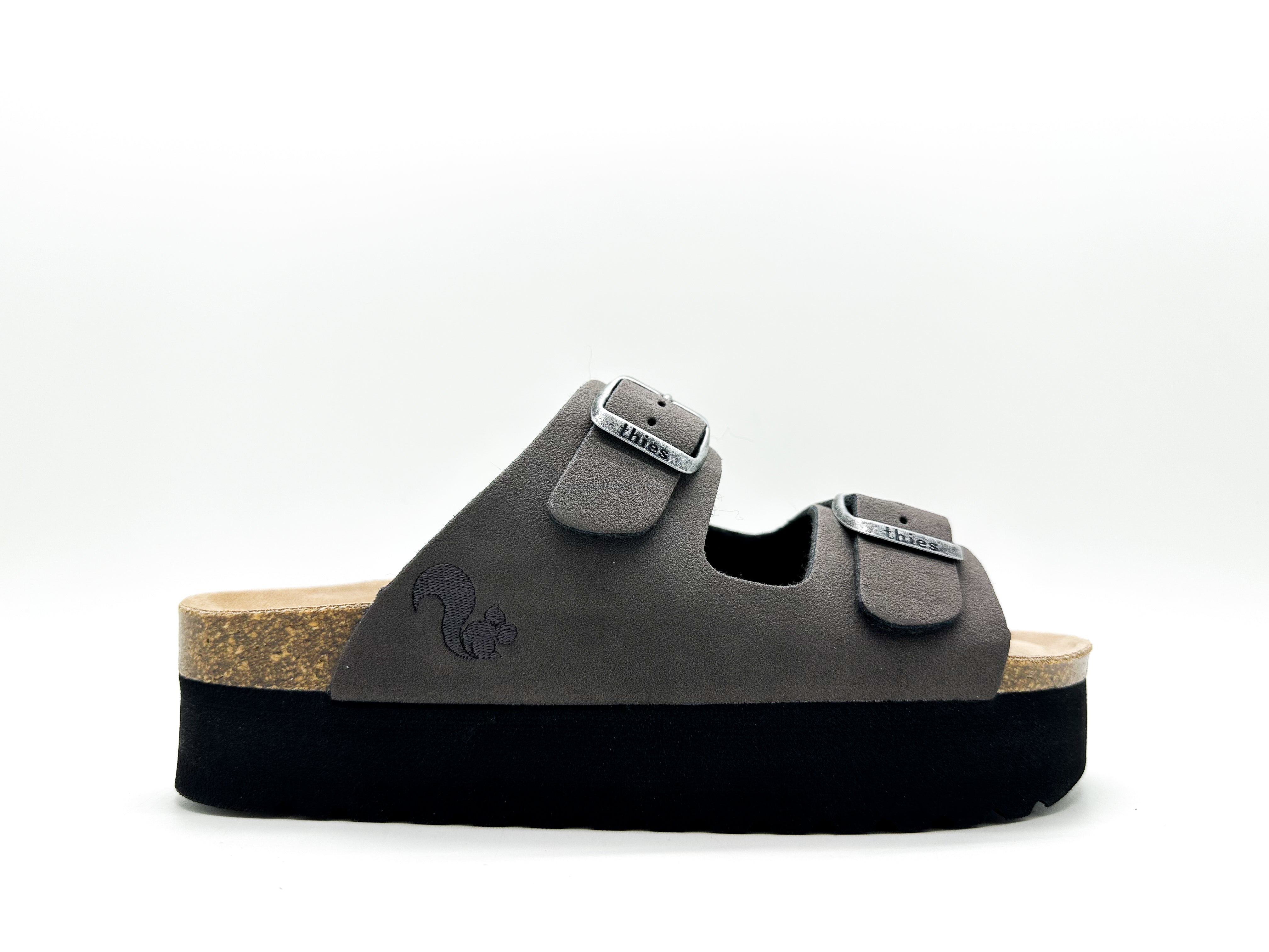 thies womens vegan Sandals Plateau Charcoal