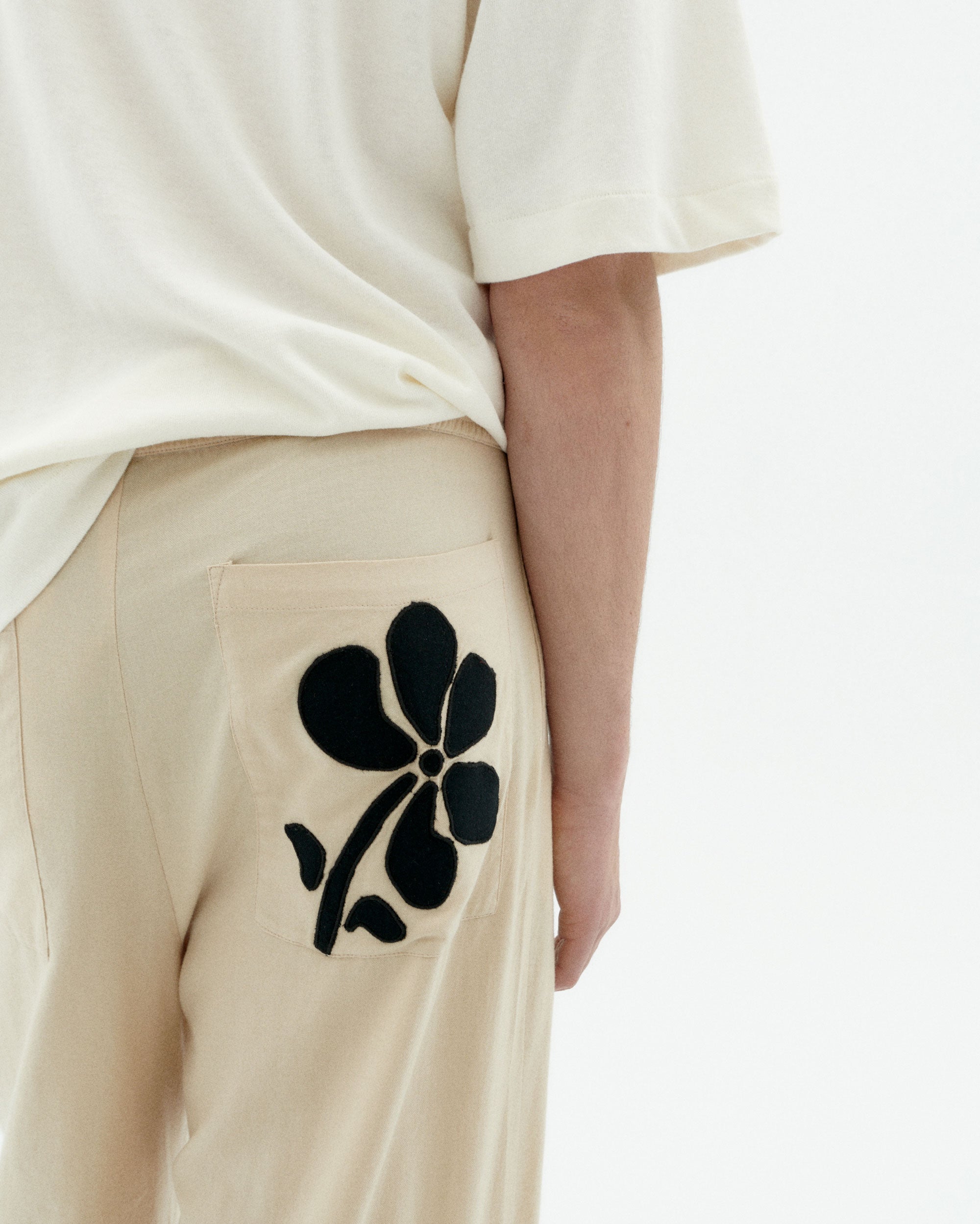 Thinking MU men vegan Pants Loose Patched Marcelo Ecru