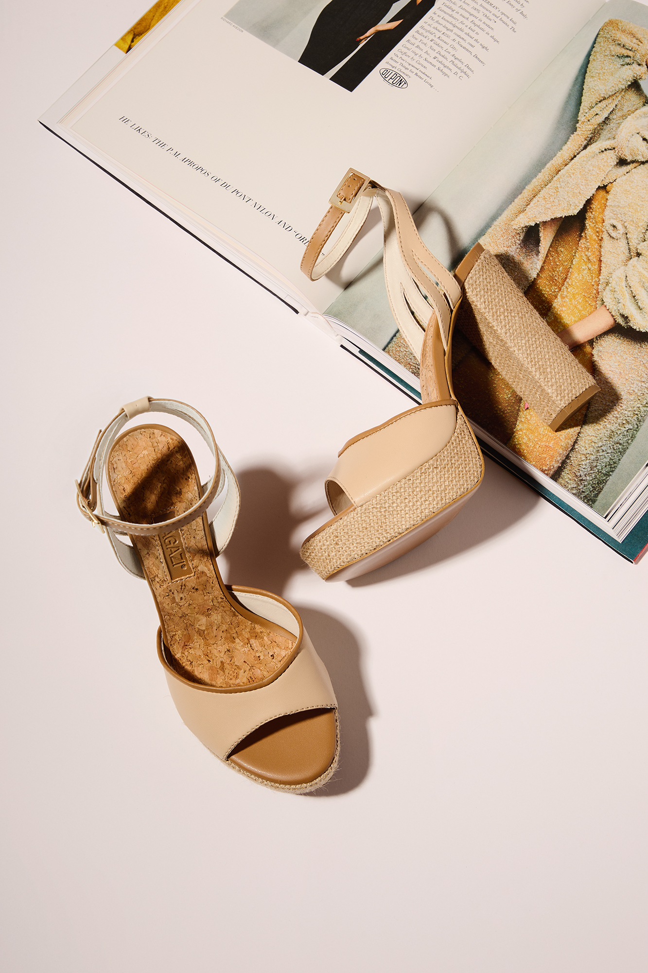 AGAZI womens vegan Sandals Wedge Beige