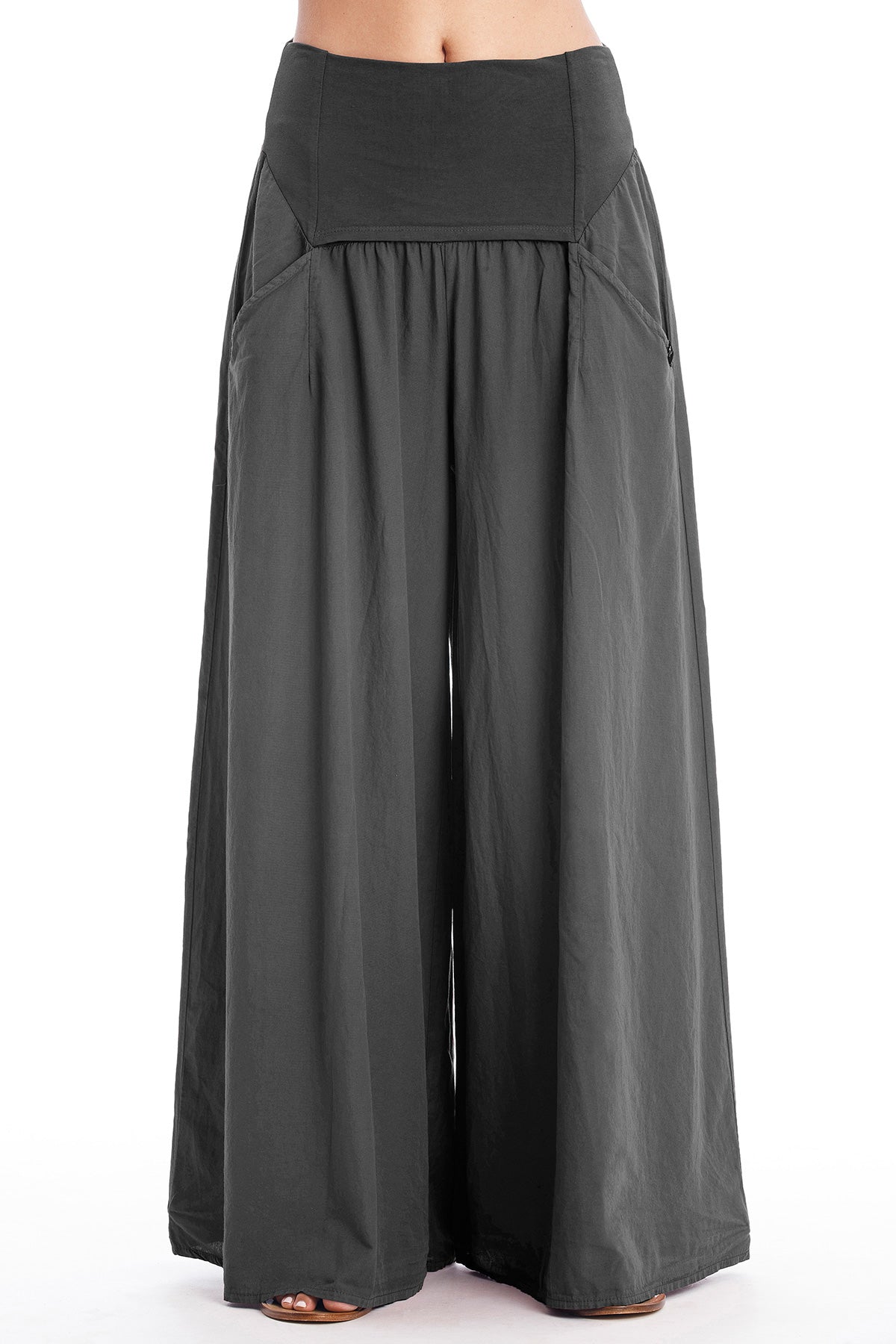 Image of RAVENS VIEW IBIZA dames vegan Broek Wijde Pijpen Antraciet