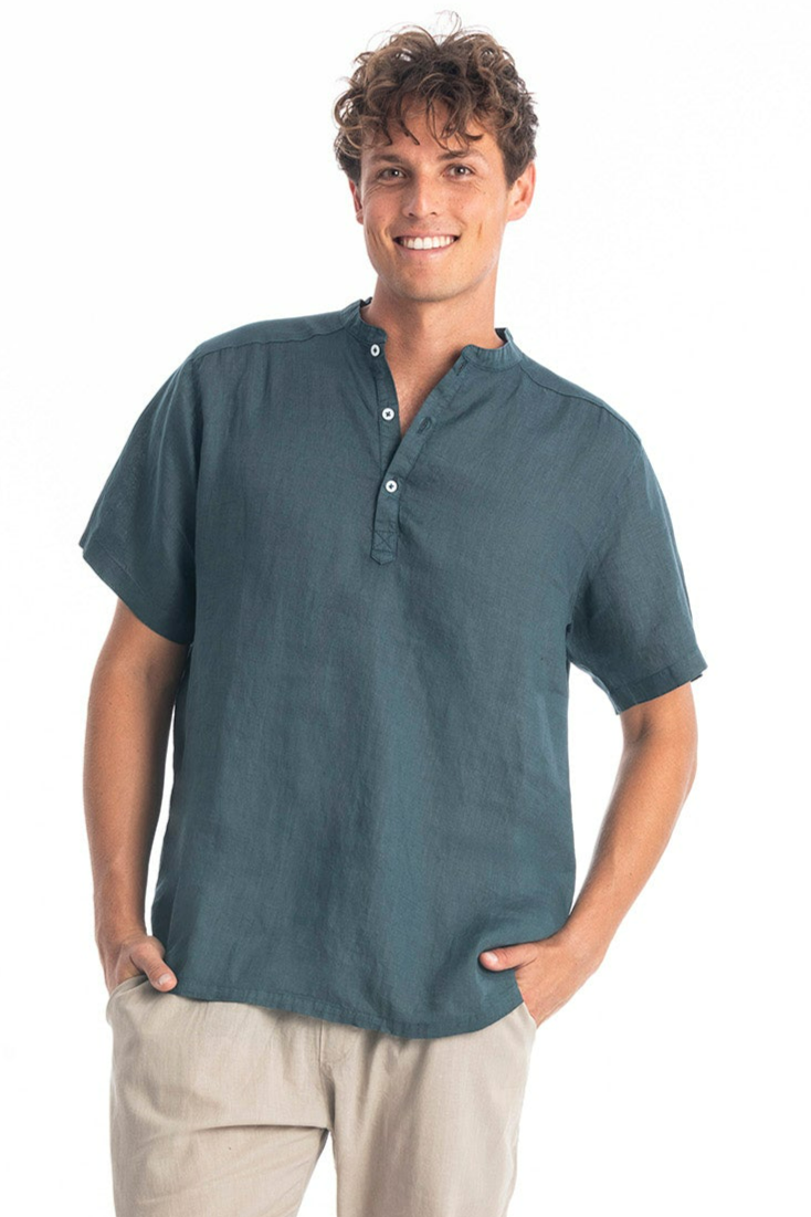 RAVENS VIEW IBIZA Herren vegan Hemd Brad Ozeanblau