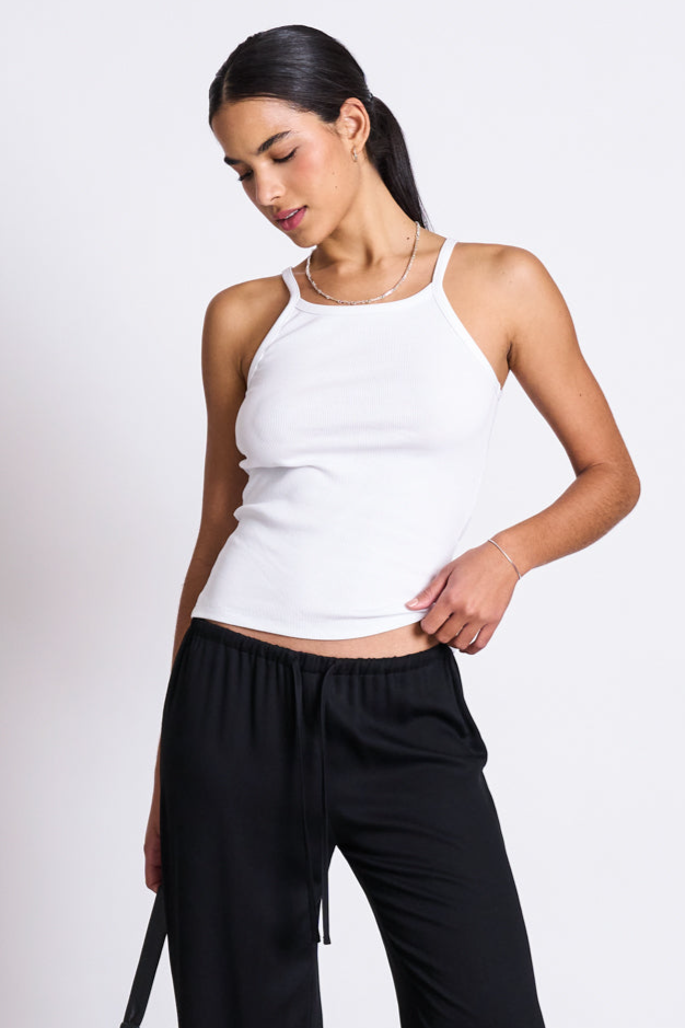 JAN 'N JUNE womens vegan Top Stem Rib White