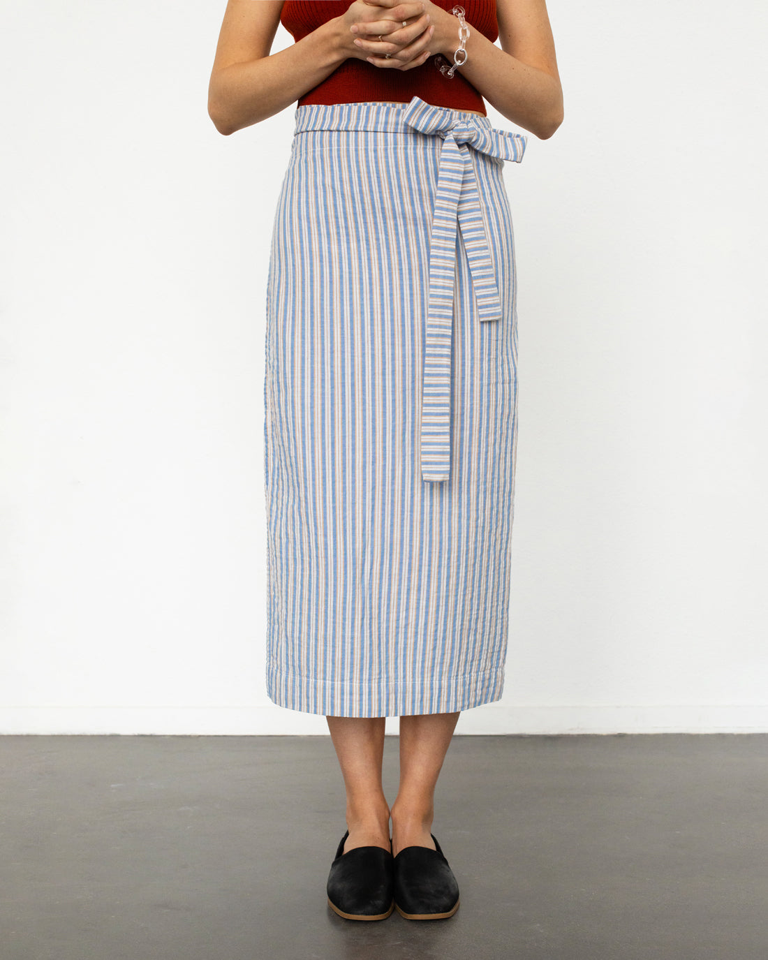 101332 - Damen vegan Wickelrock Gestreift Multicolour