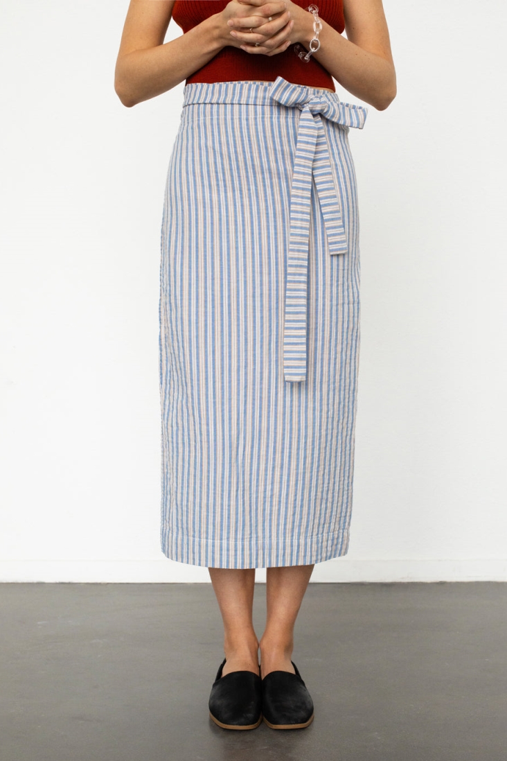 101332 - Damen vegan Wickelrock Gestreift Multicolour