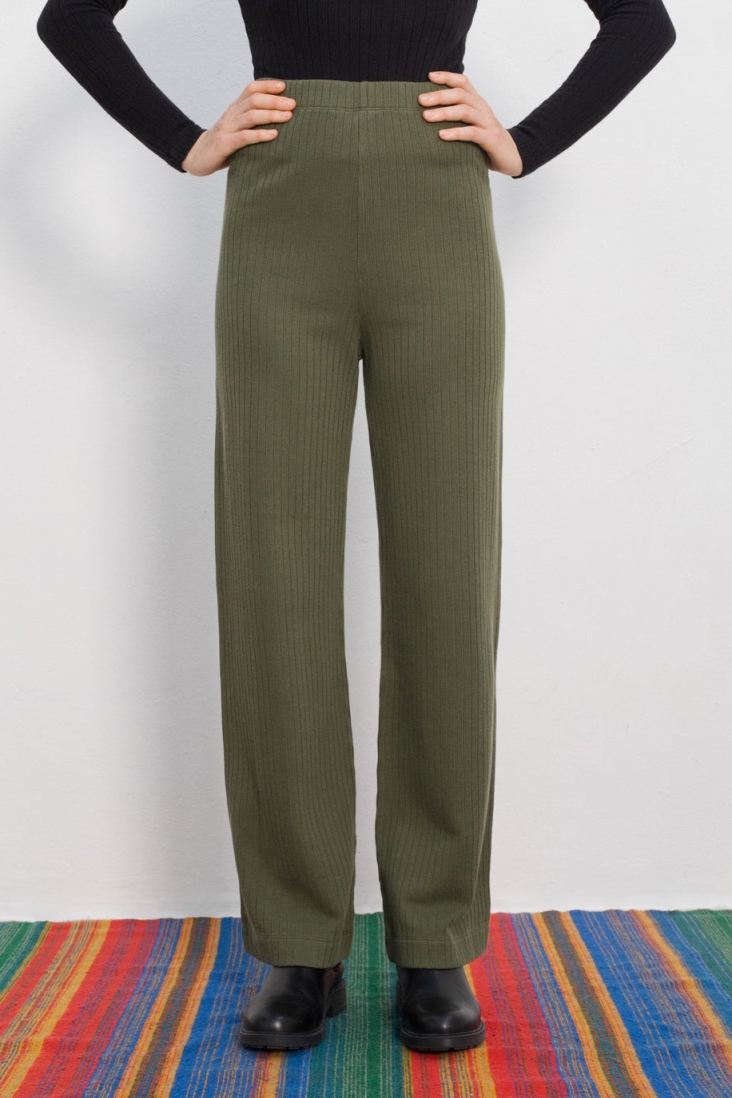 Rotholz Damen vegan Hose Heavy Ribbed Grün