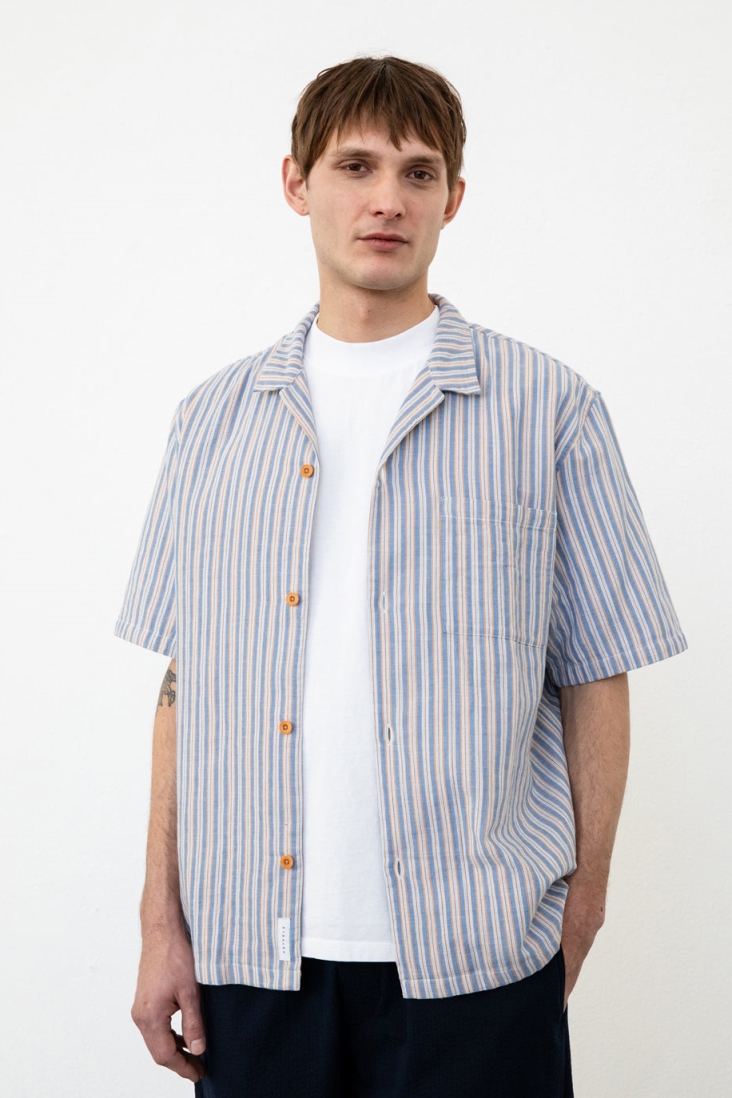 Image of Rotholz mannen vegan Shirt Bowling Gestreept Multicolor