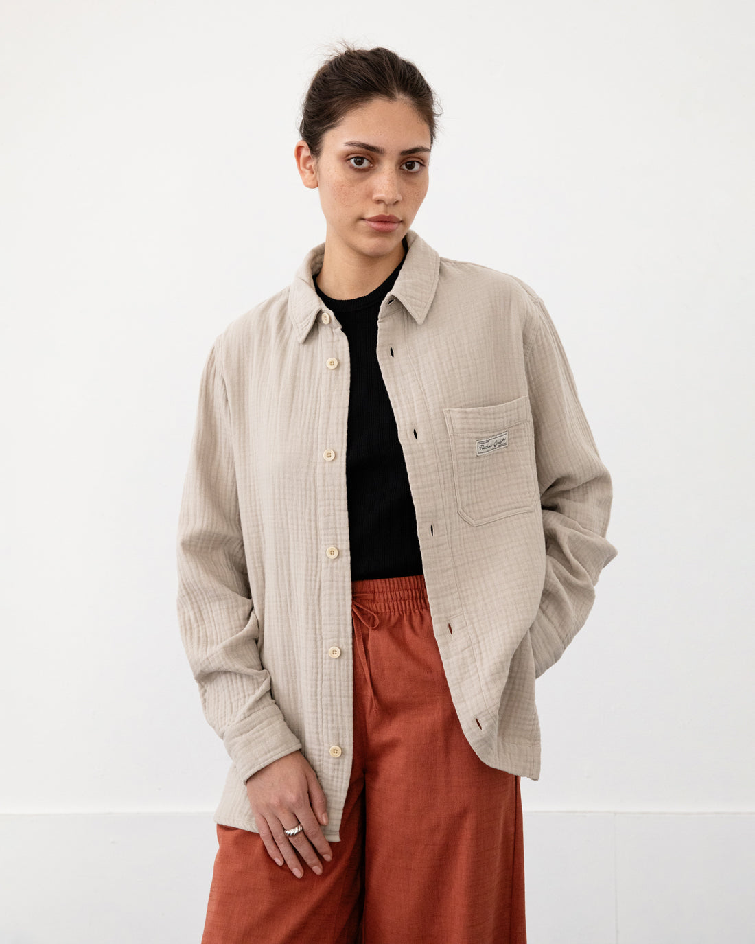 101479 - Damen vegan Hemd Musselin Sand 101479 - Damen vegan Hemd Musselin Sand