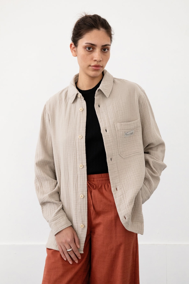 101479 - Damen vegan Hemd Musselin Sand