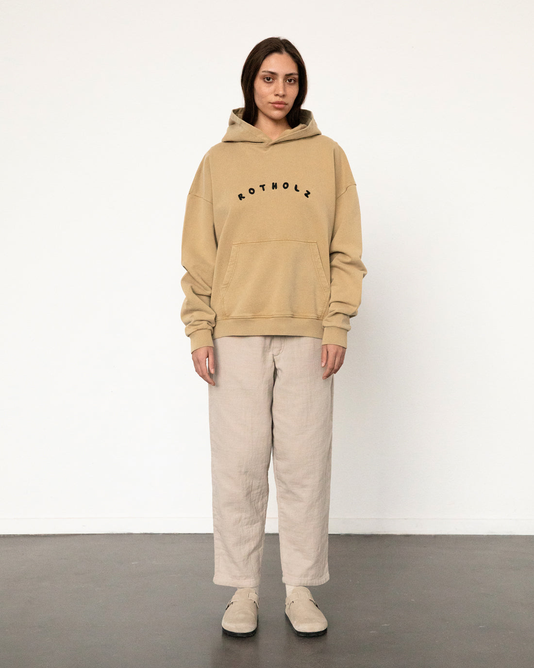 Rotholz womens vegan Hoodie Logo Mustard