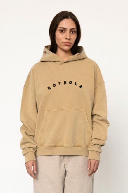Rotholz Damen vegan Kapuzenpulli Logo Senf