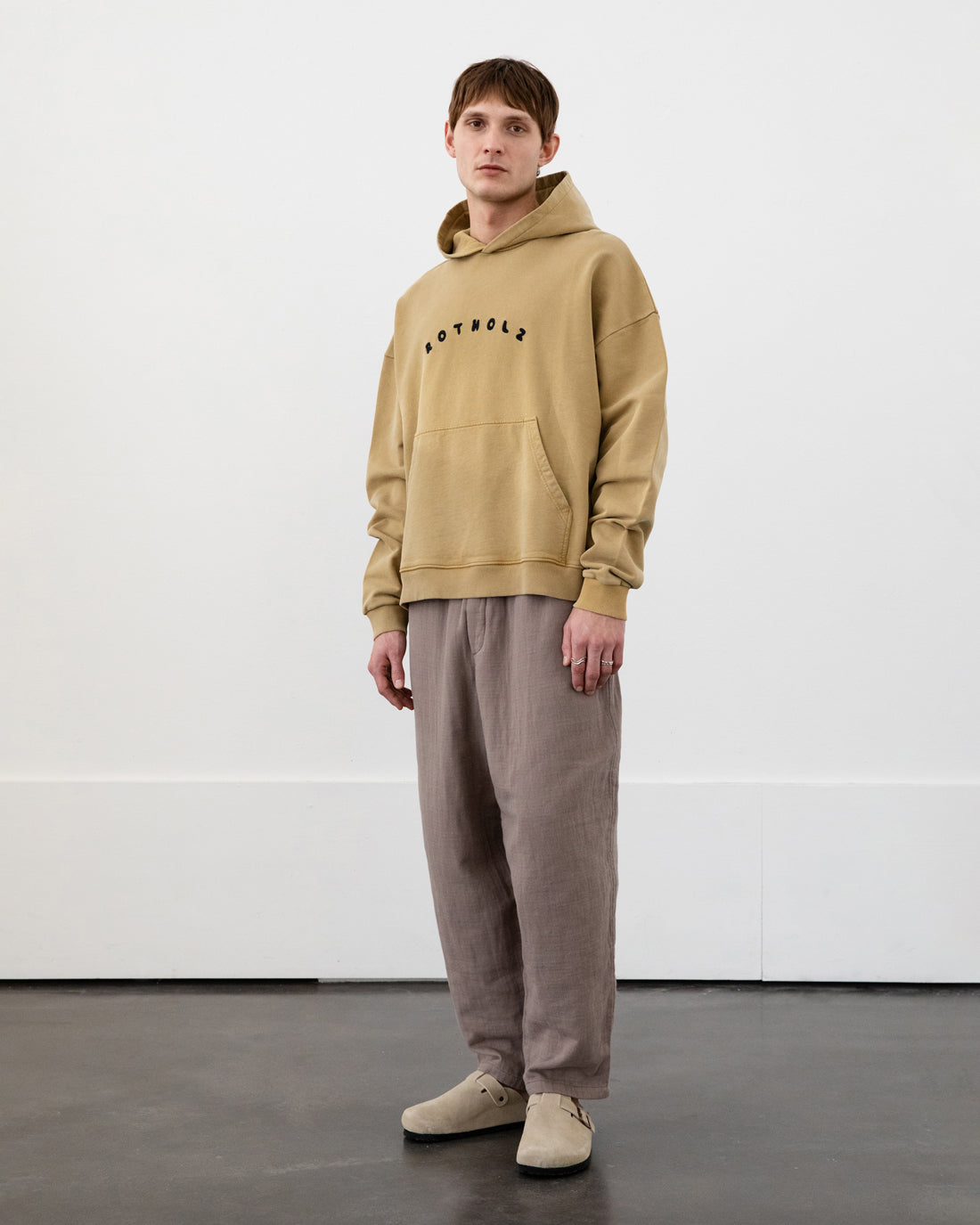 Rotholz men vegan Hoodie Logo Mustard Yellow