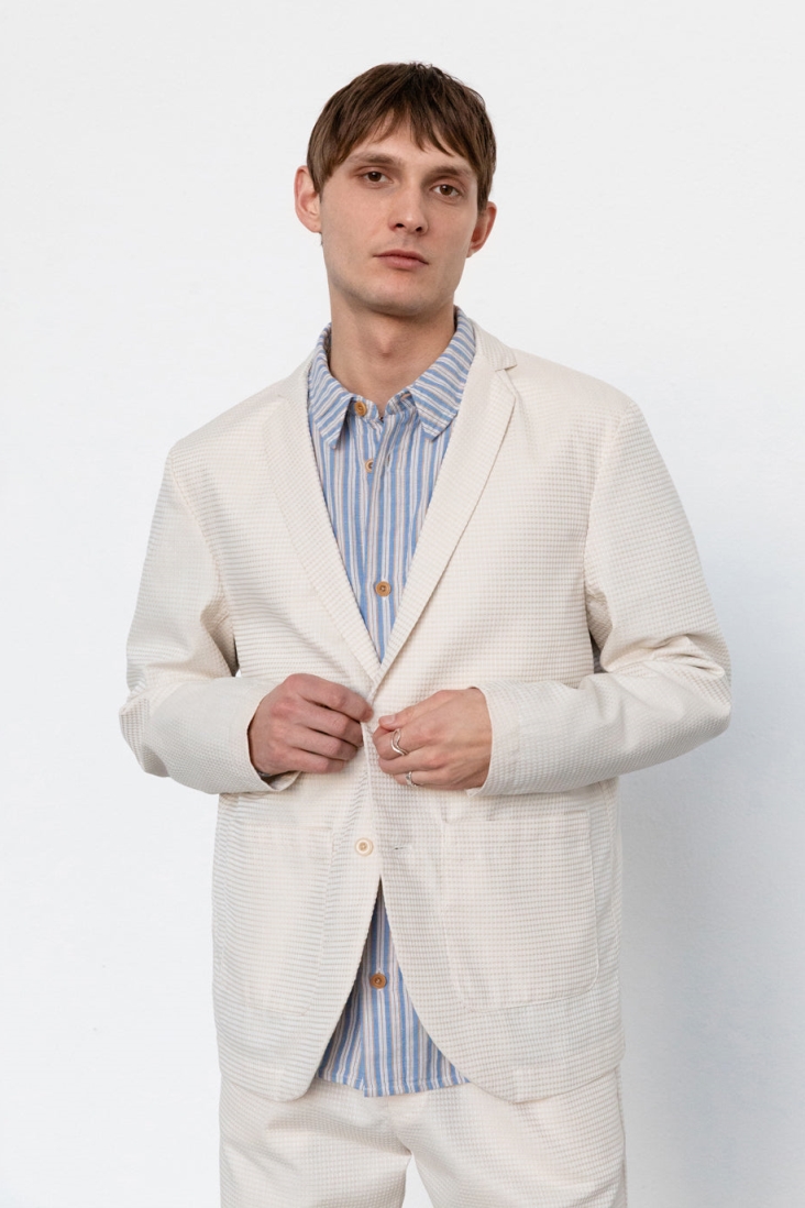 Image of Rotholz mannen vegan Blazer Casual Wafelzand