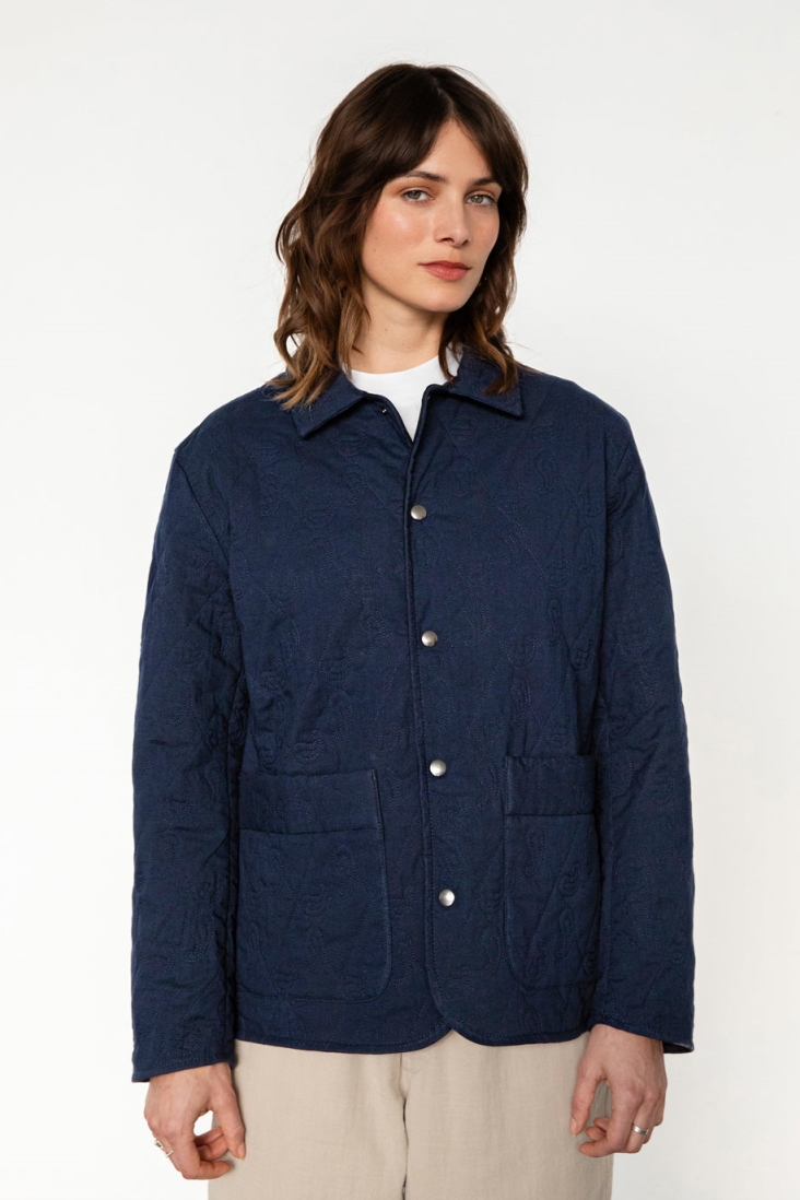 Rotholz Damen vegan Jacke Steppdecke Dunkelblau