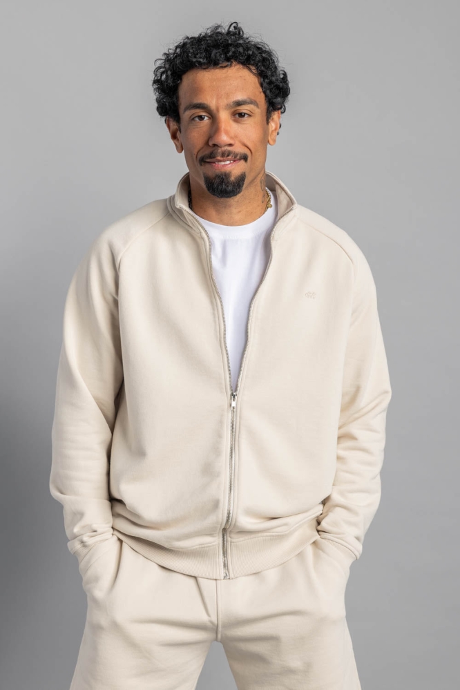 Image of DIRTS mannen vegan Sweatjack Met Volledige Ritssluiting Van Havermelk