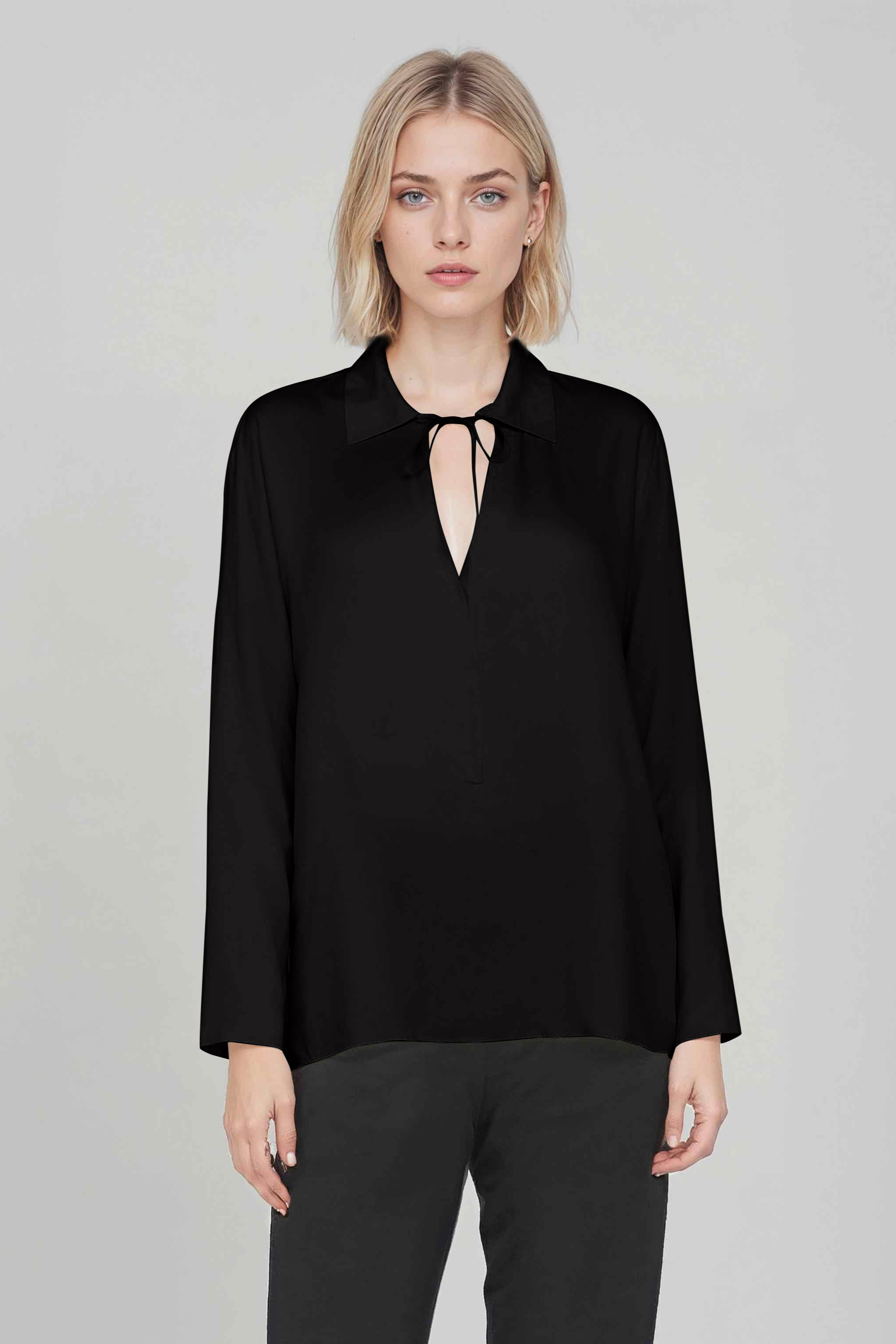 Neu Nomads Damen vegan Bluse Bettina Tunika Schwarz