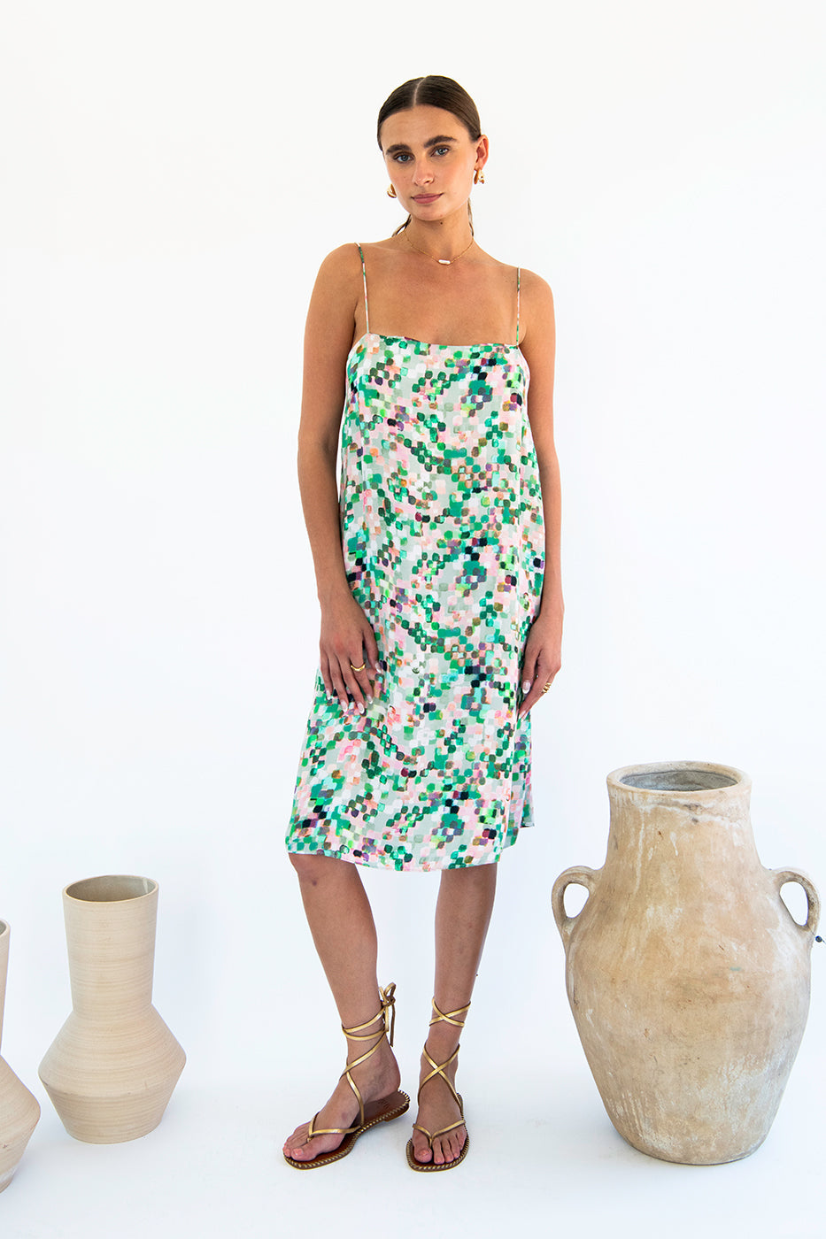 Neu Nomads Damen vegan Slip Dress Boxy Julianne Pixel Print