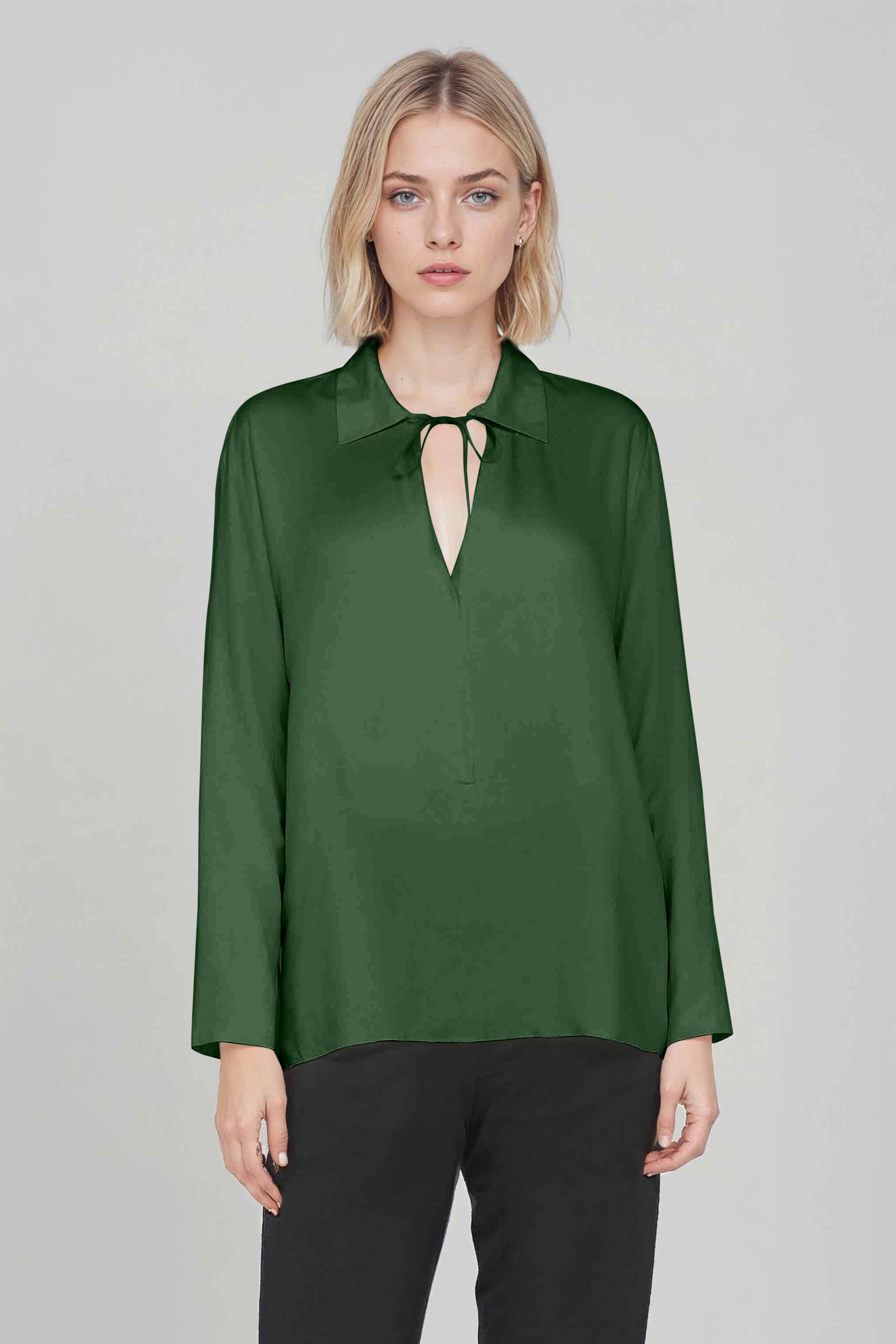 Neu Nomads Damen vegan Bluse Bettina Tunika Moos