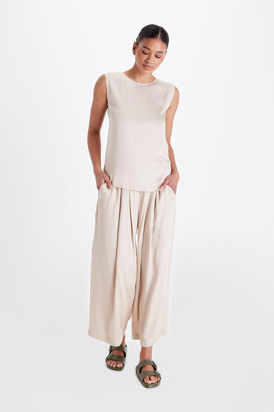 Neu Nomads womens vegan Blouse Sleeveless Bardot Champagne