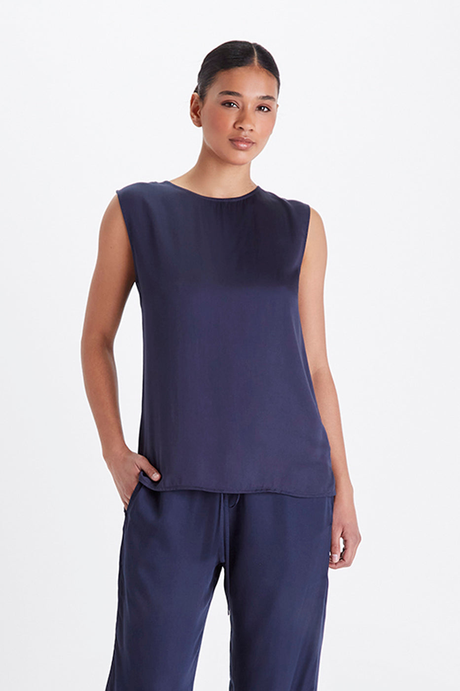 Neu Nomads Damen vegan Bluse Ã„rmellos Bardot Mitternacht