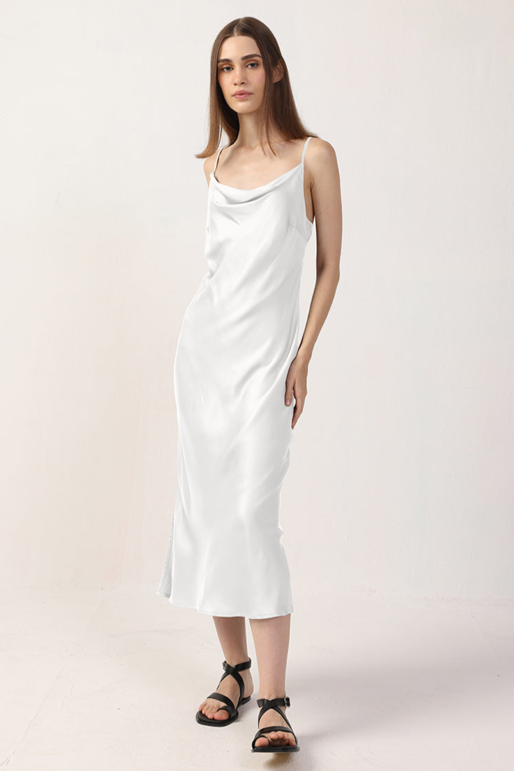 Neu Nomads Damen vegan Kleid Midi Rundhalsausschnitt Schneewittchen