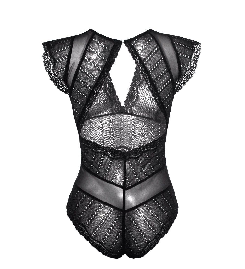 Anekdot womens vegan Bodysuit Amara Black Eyelet