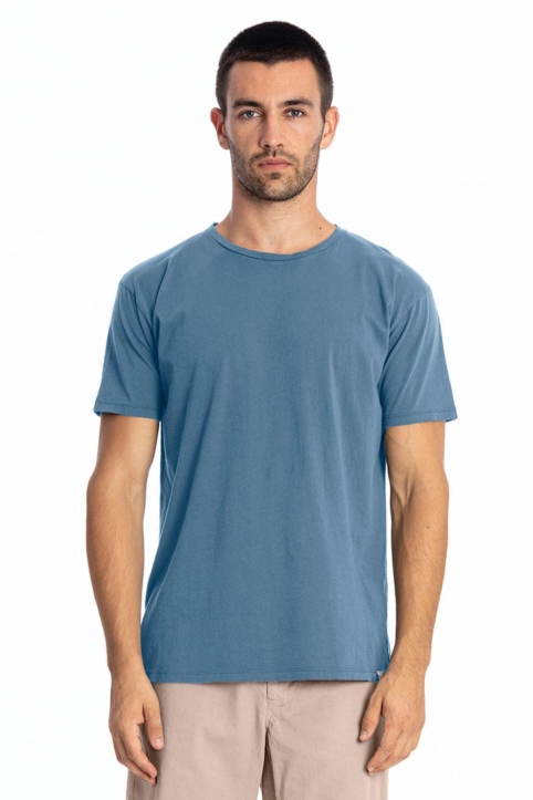 RAVENS VIEW IBIZA Herren vegan T-Shirt Rundhalsausschnitt Azur Jeans Blau