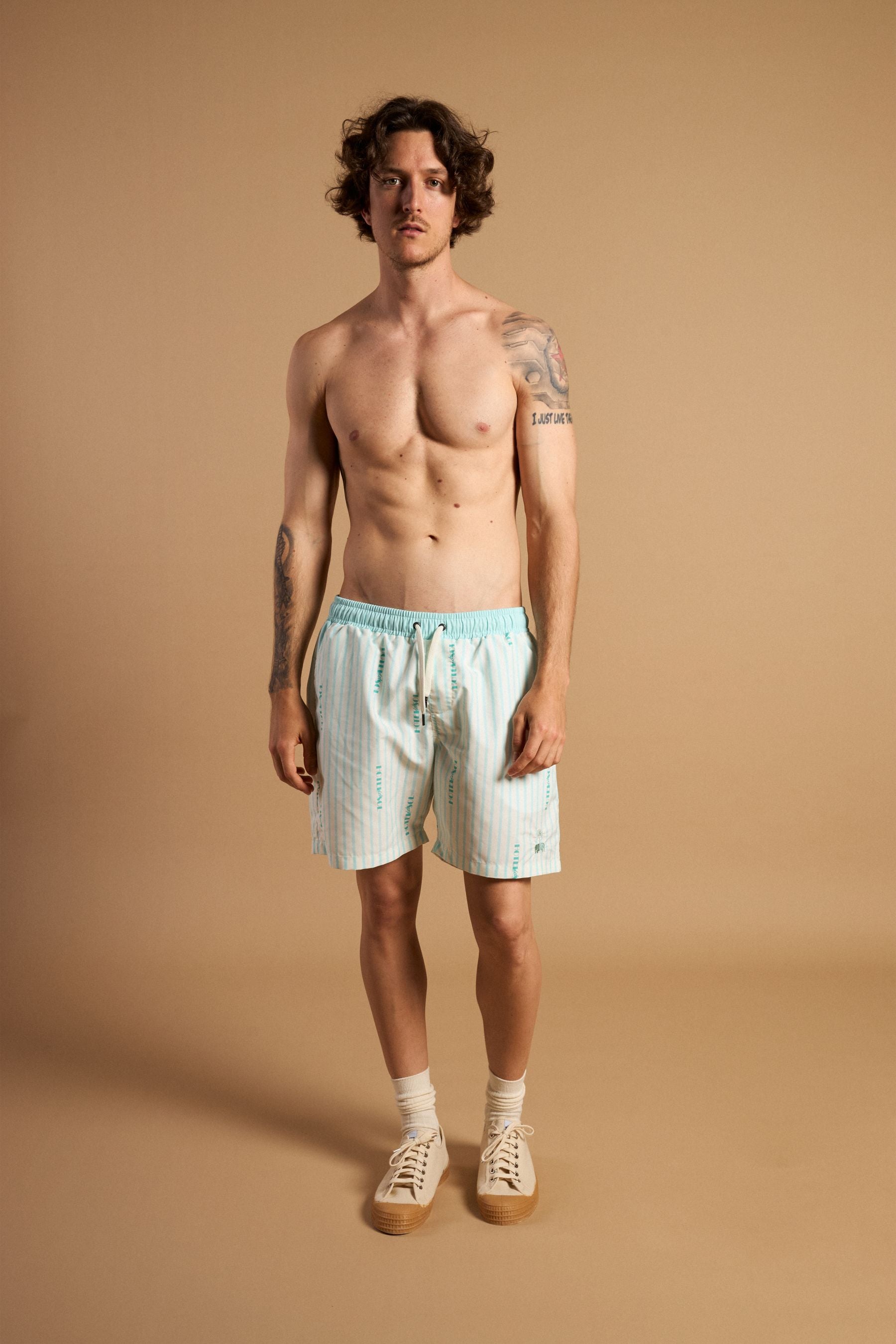 Trendsplant men vegan Swim Shorts Trendsplant X Antonyo Marest Hotel Del Sol Foam White