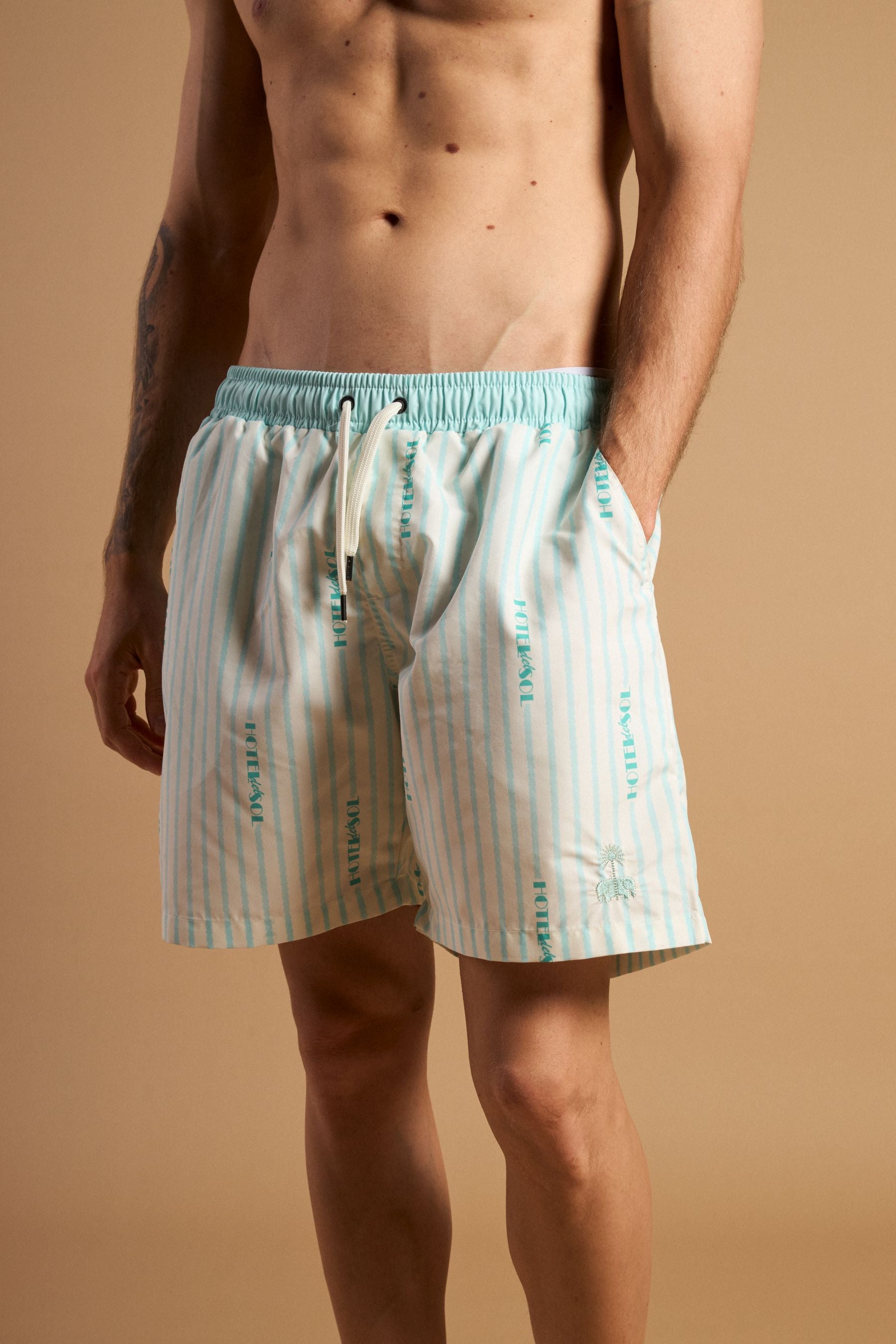 Image of Trendsplant mannen vegan Zwemshorts Trendsplant X Antonyo Marest Hotel Del Sol Foam Wit