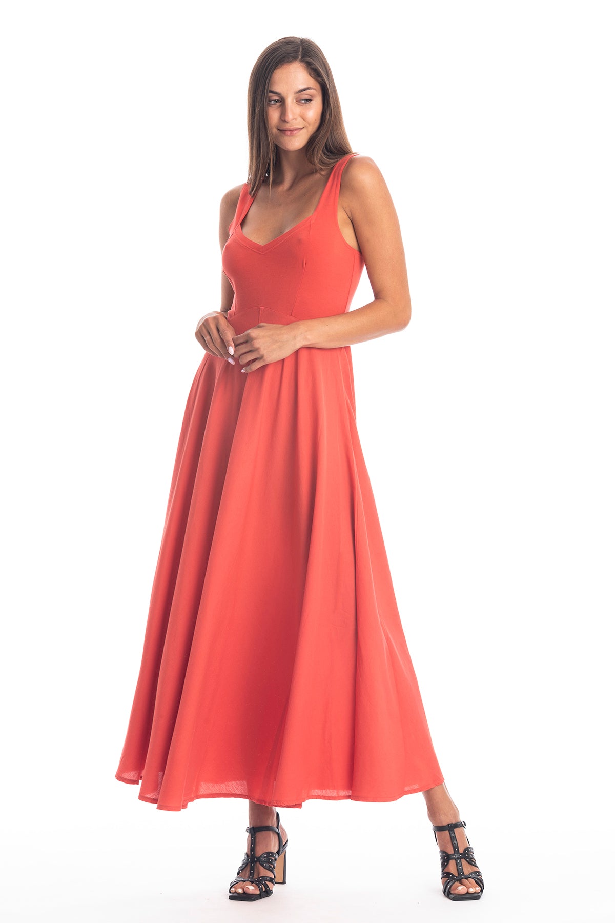 RAVENS VIEW IBIZA Damen vegan Kleid Madonna Fliese Rot