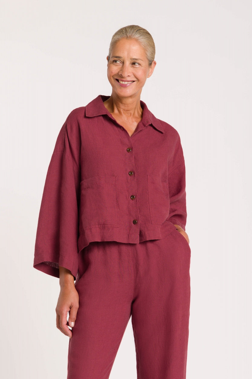 Image of Kings of Indigo dames vegan Shirt Wanda Ruby Wine