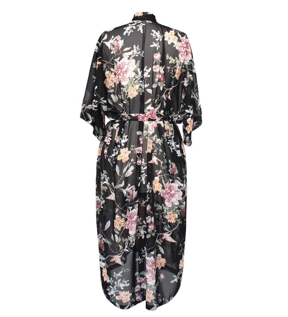 Anekdot womens vegan Robe Sheer Floral Multicolour