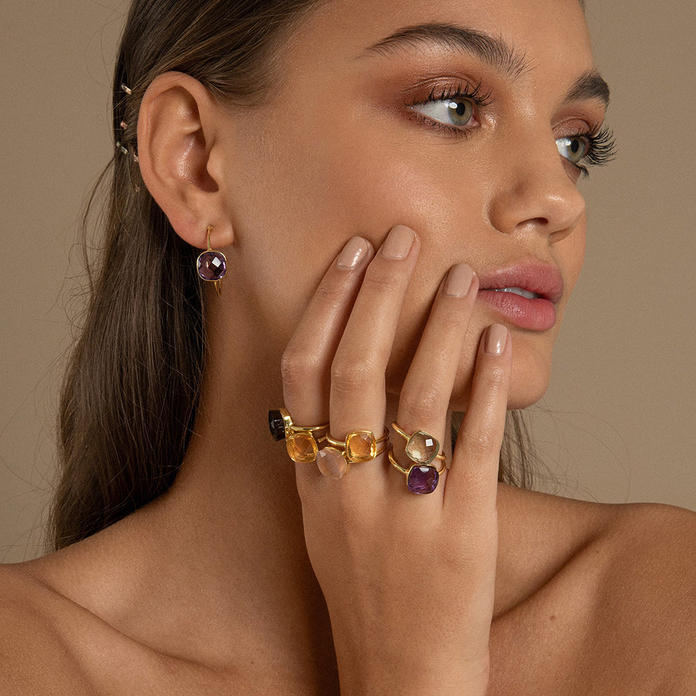 Amadeus womens vegan Ring Sophia Citrine Gold