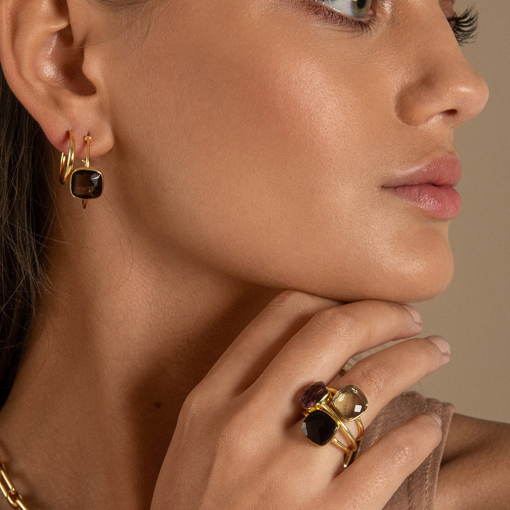 Amadeus womens vegan Ring Sophia Prasiolite Gold
