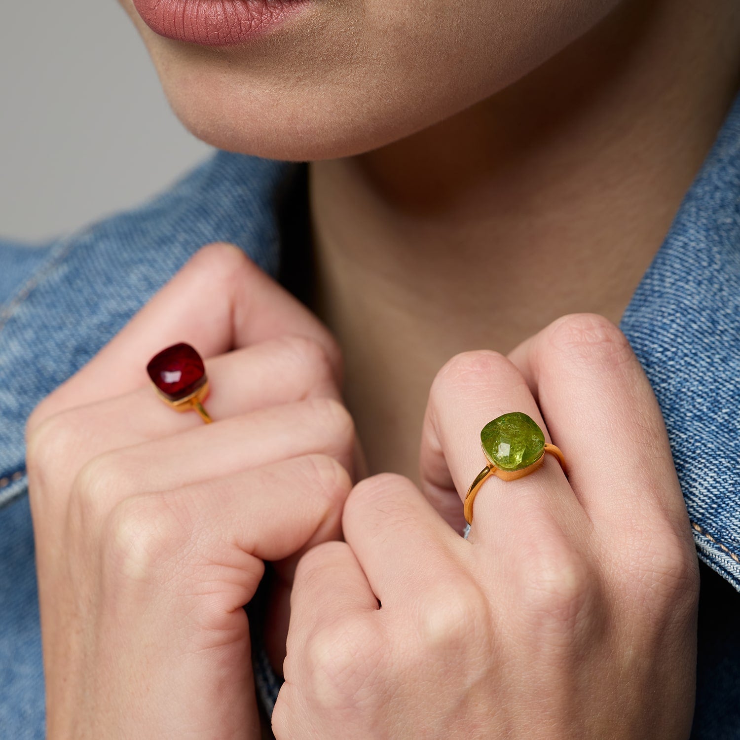Amadeus womens vegan Ring Sophia Peridot Gold