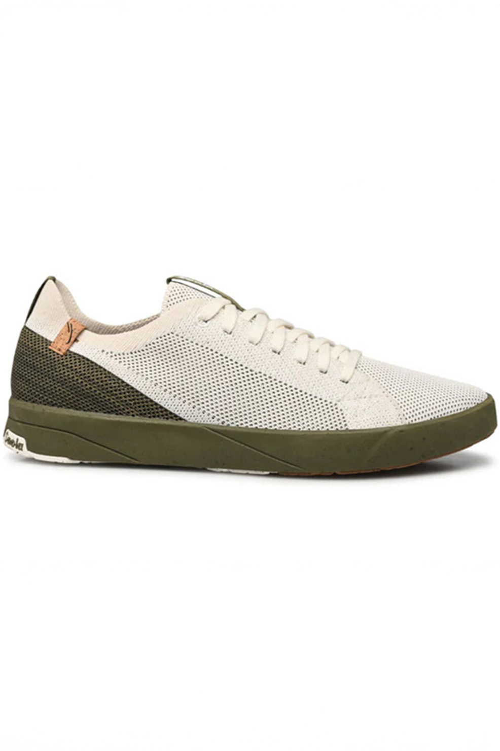 Image of SAOLA mannen vegan Sneakers Cannon Knit 2.0 Wit/Gebrand Olijfgroen