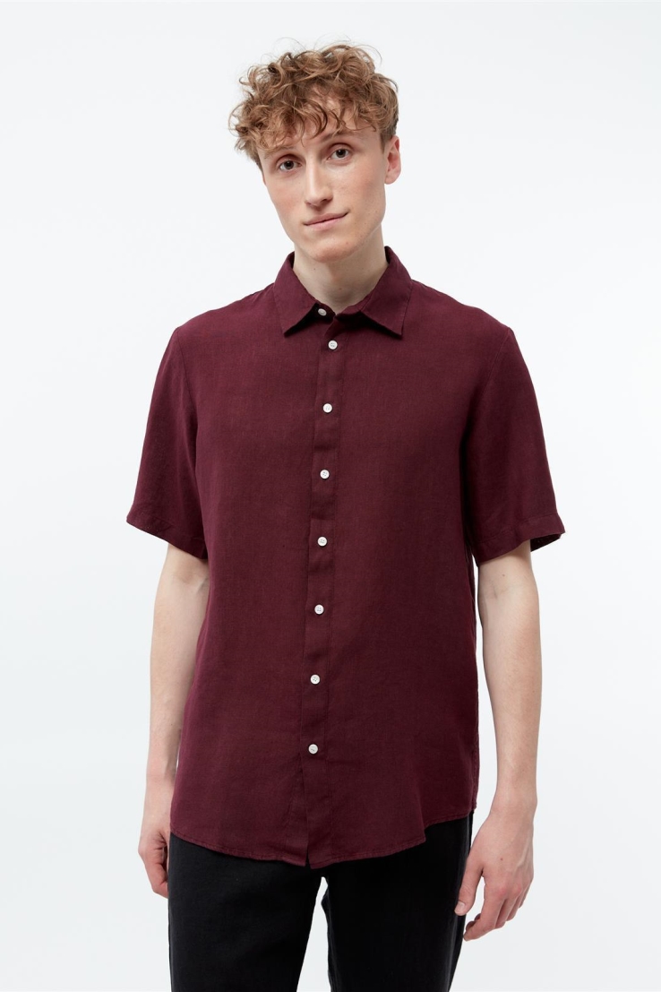 Image of Givn mannen vegan Shirt Korte Mouw Dylan Bordeauxrood