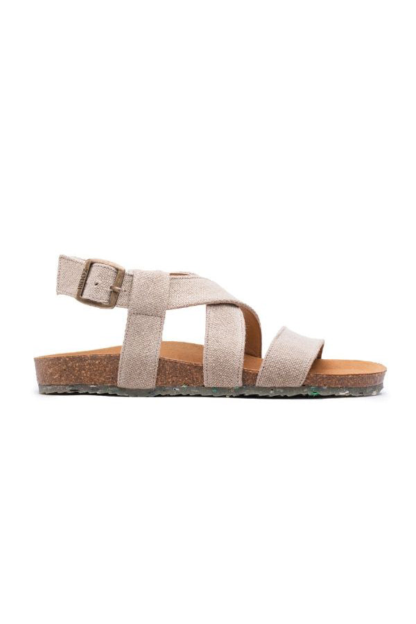 Zouri Damen vegan Sandalen Sand Leinen Beige