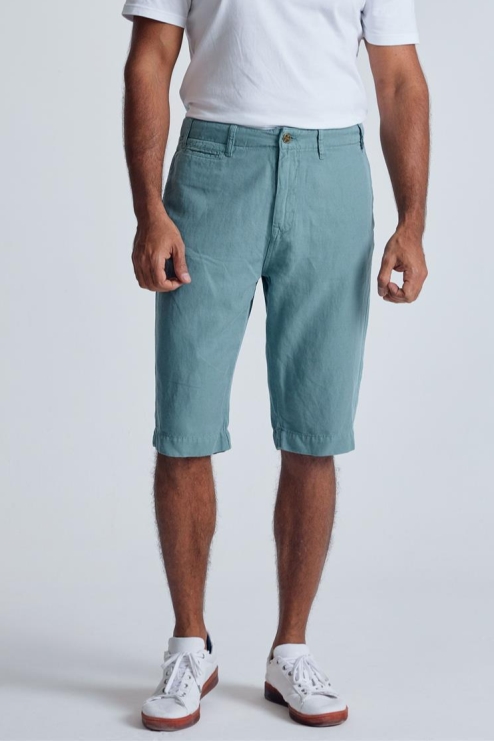 Flax and Loom Herren vegan Shorts Chino Vogel Retro Blau