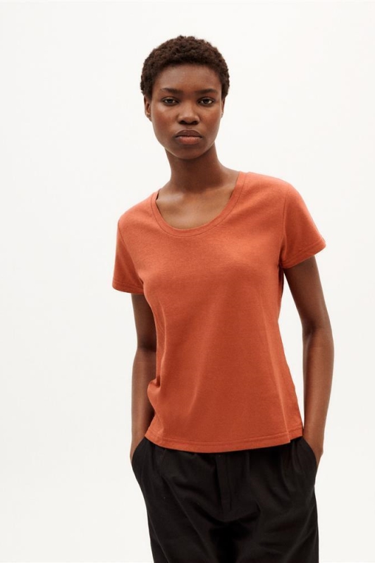 Thinking mu Damen vegan T-Shirt Regina Lehm Rot