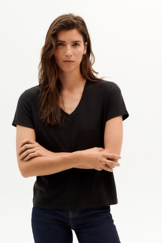 Thinking mu Damen vegan T-Shirt Clavel Schwarz