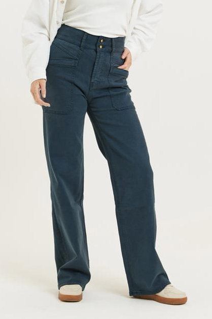 Flax and Loom Damen vegan Hose Hohe Taille Dinah Navy