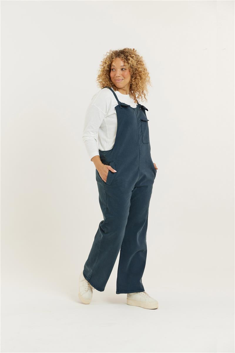 Flax and Loom womens vegan Dungarees Lou Barker Navy