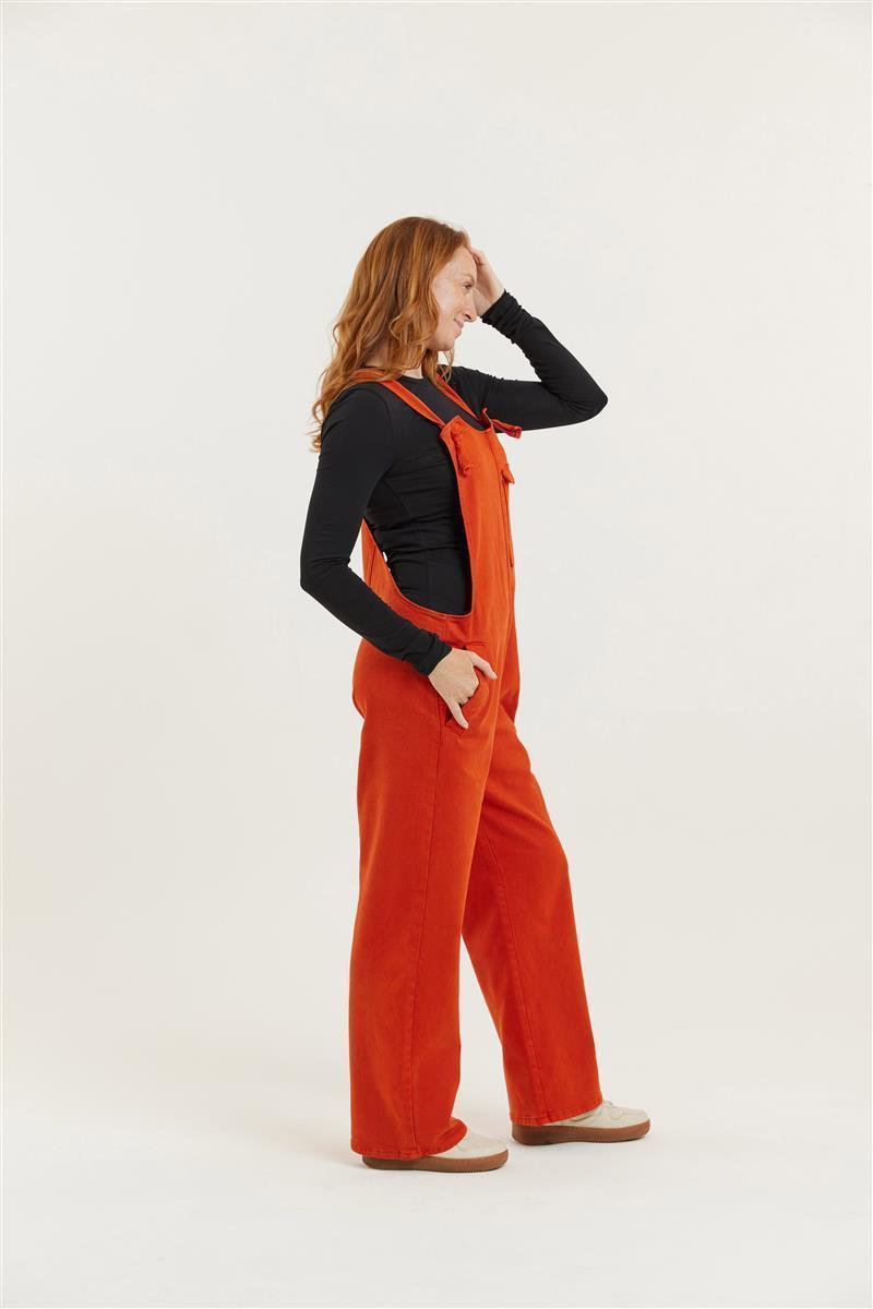 Flax and Loom womens vegan Dungaree Tencel Mary Lou Burnt Orange